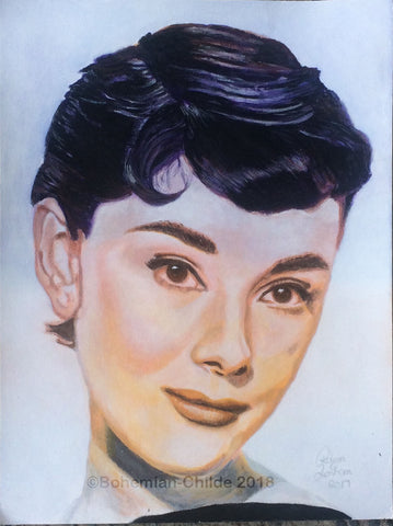 Original acrylic Audrey Hepburn painting,