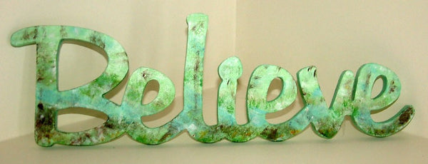 Believe rustic green sign and photo frame