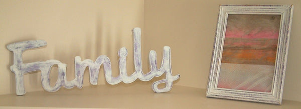 Family rustic purple sign and photo frame